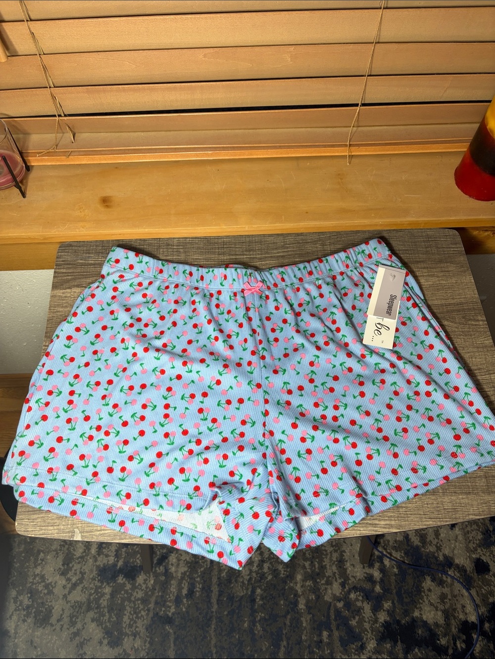🍍5 for $30🍍Just Be Light Blue Cherry-Print Sleep/ Lounge Shorts